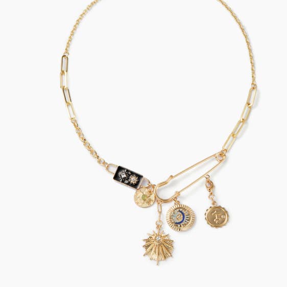 HoopLa - Wholesale Pendant/charm necklace - Celestial Black Coin Charm Black Moon Necklace1