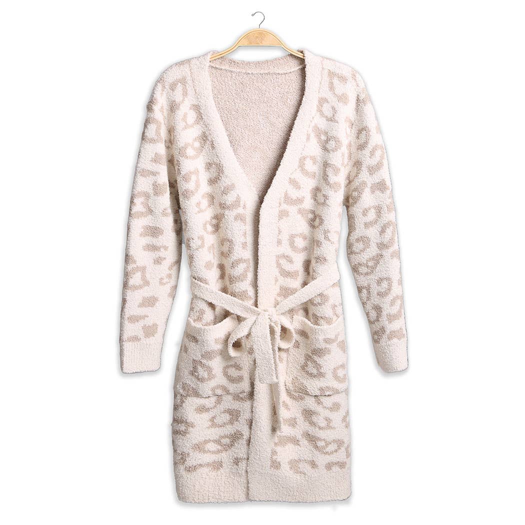 Fashion City - Venta al por mayor Bata - Mujer - Bata suave para mujer con estampado de leopardo, bolsillos y cinturón11