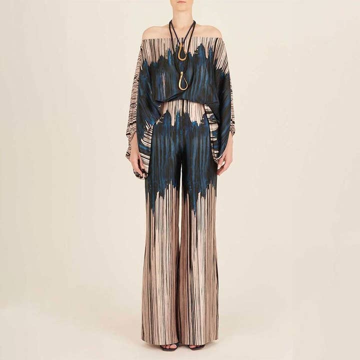 UZ Wholesale Store – Großhandel Set aus Oberteil und Hose (NICHT Loungewear) – Damen – Bedrucktes Oberteil mit Fledermausärmeln und weitem Hosen-Set4