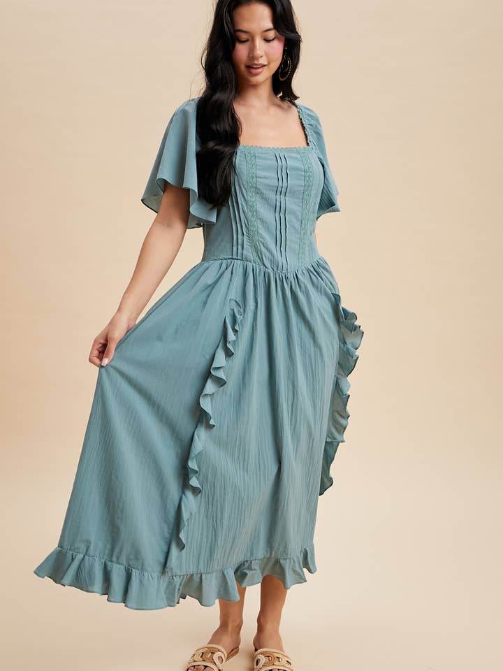 Maxi-jurk met vlindermouwen en verlaagde taille voor wholesale door In Loom