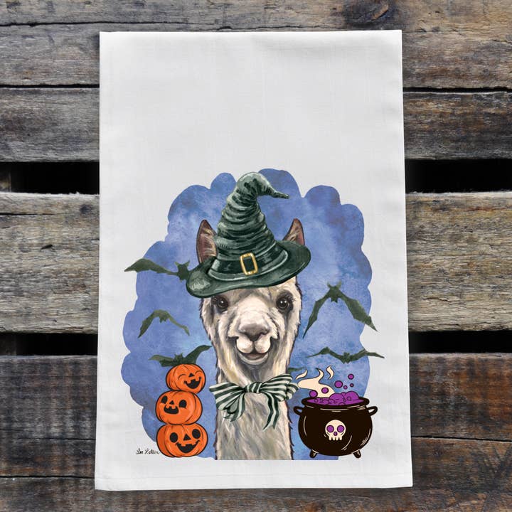Torchon en alpaga, torchon à vaisselle, décoration de cuisine pour Halloween pour la vente par Hippie Hound Studios