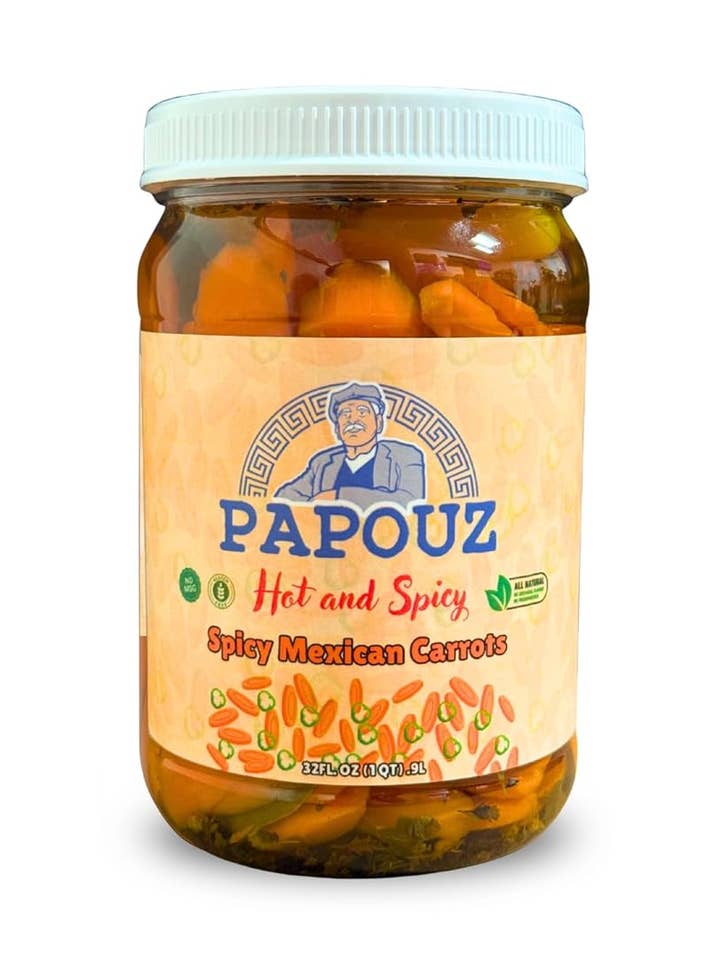 Papouz 32 Fl/Oz Spicy Mexican Pickled Carrots for wholesale by Papouz