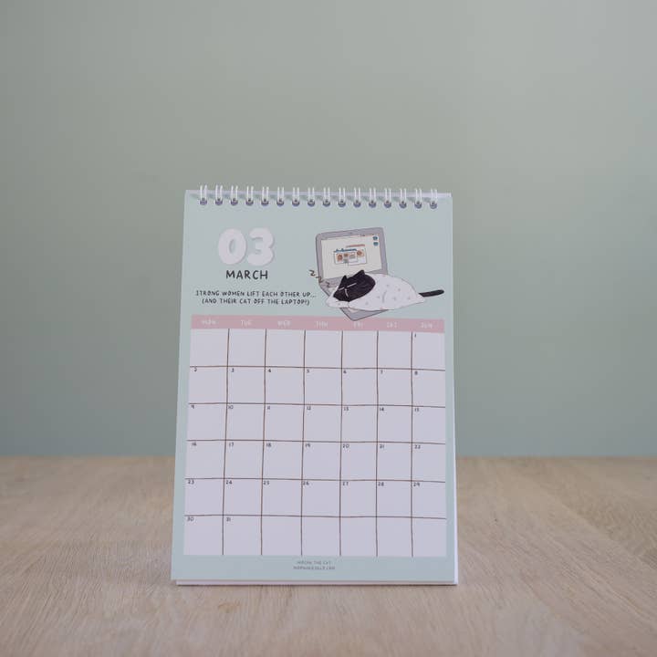 Moonaries illo - Wholesale Calendar - Cute Black Cat Desk Calendar 2026 - A5 portrait3