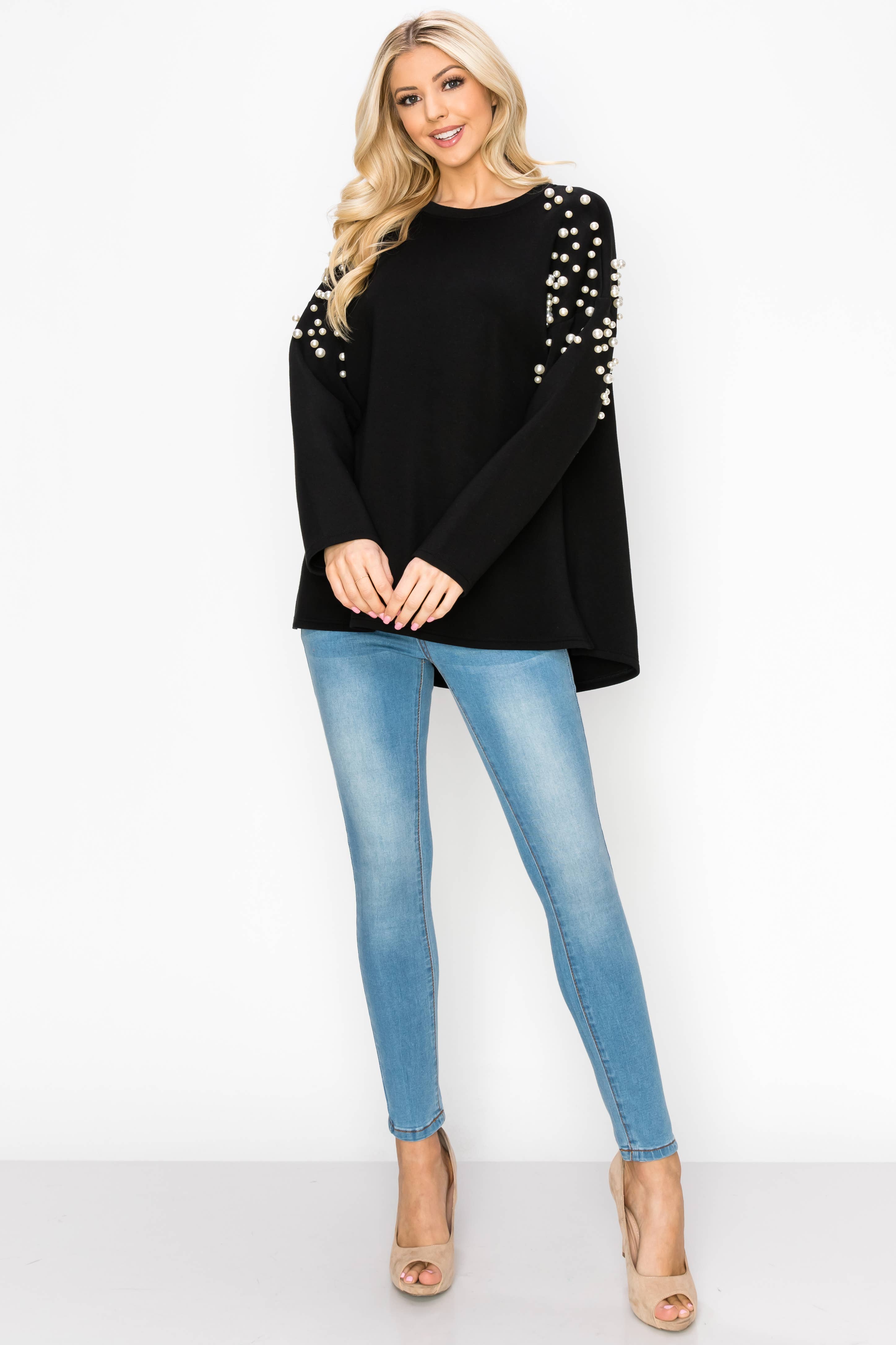 Joh Apparel - Wholesale Knit Top - Women's - Fiona Stretch French Scuba Pearl Top8