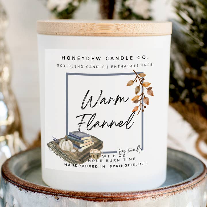 Warm Flannel 8 oz Jar Candle for wholesale by Honeydew Candle Co.