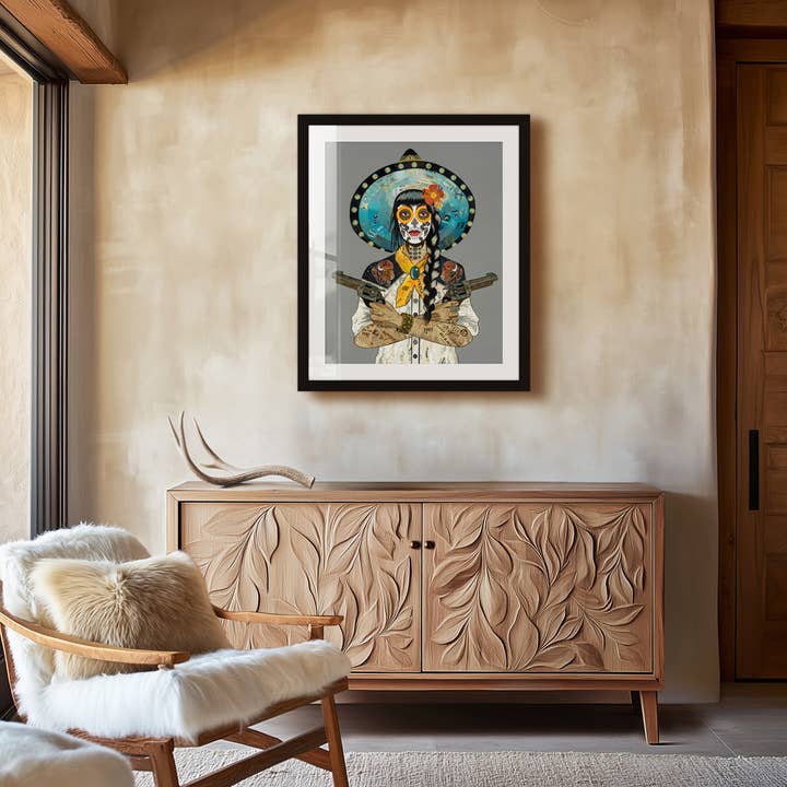 Impression d'art | Décoration murale du patrimoine mexicain | COWGIRL (BISON) pour la vente par Dolan Geiman