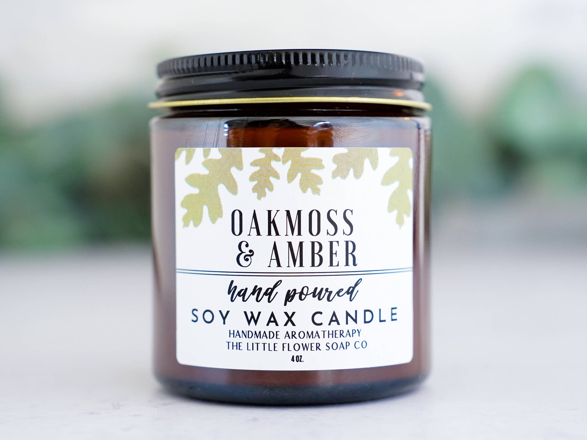 The Little Flower Soap Co - Wholesale Jar/Filled Candle - Oakmoss & Amber 4oz Soy Candle2