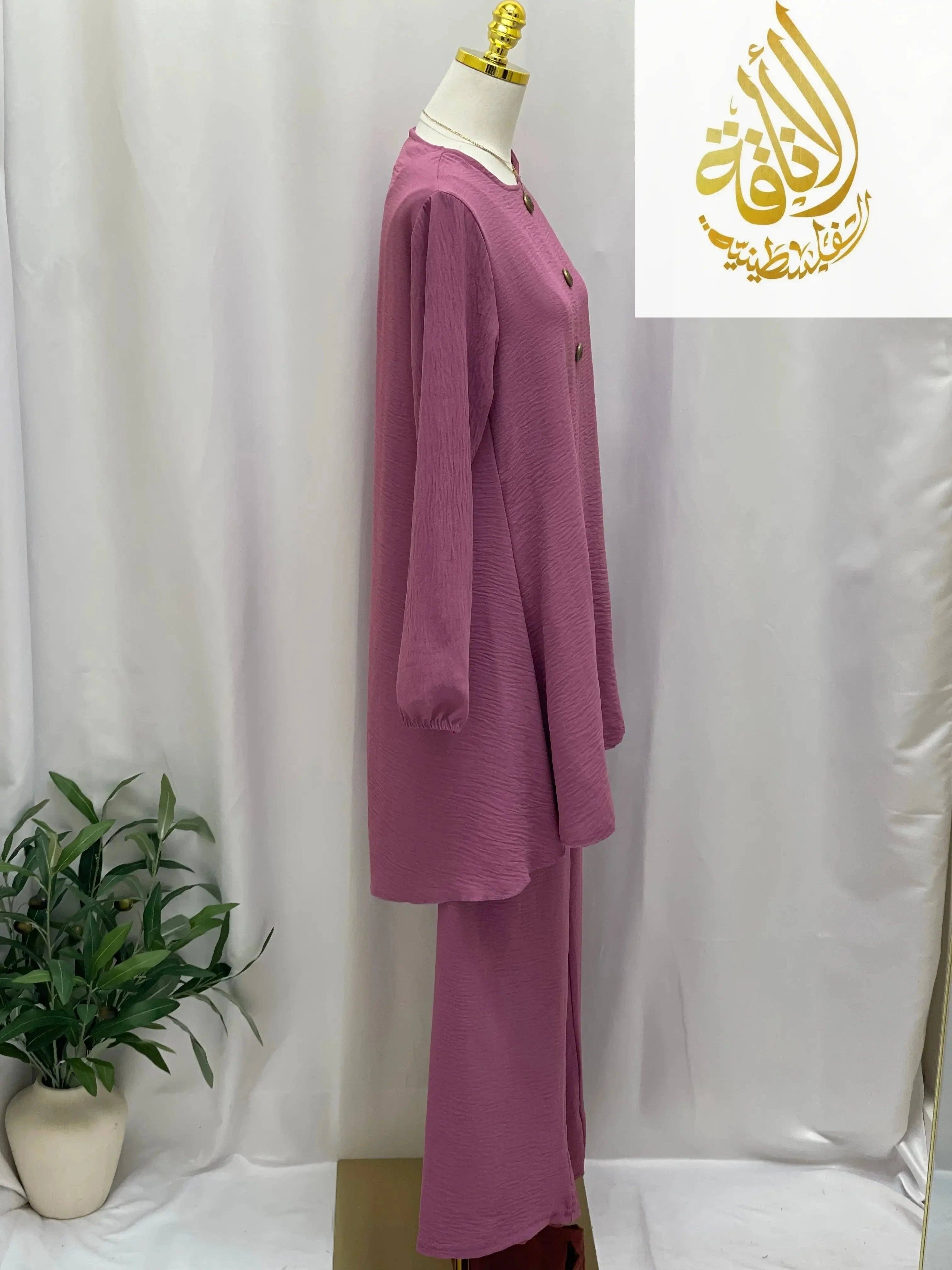 Palestinian Elegance - Wholesale Top & Pant Set (NOT Loungewear) - Women's - Modest Women's Long Tunic & Pant Set - Contemporary & Stylish36