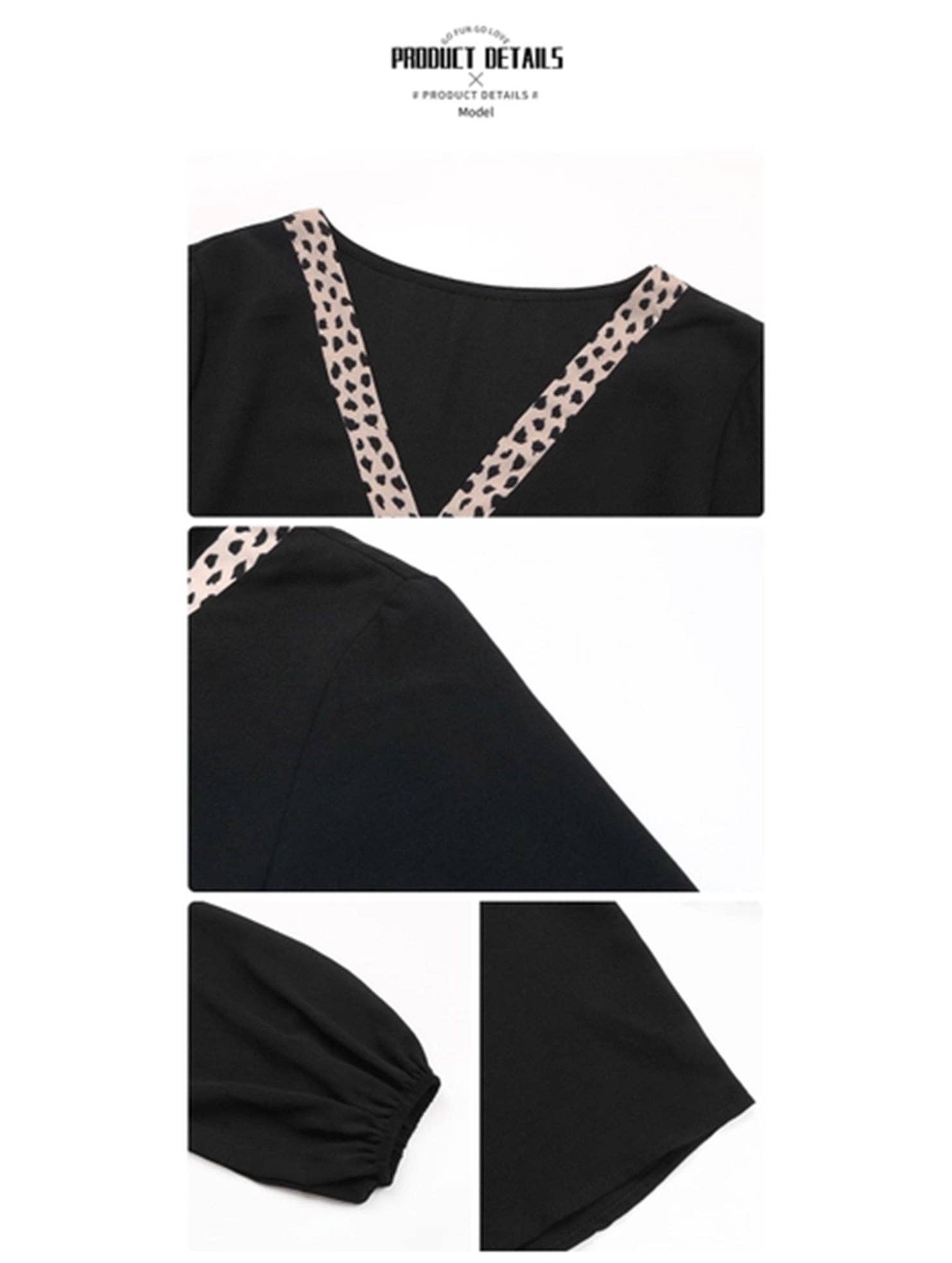 Black STYLISH LOOSE PATCHWORK V-NECK SHIRT for wholesale on Faire5