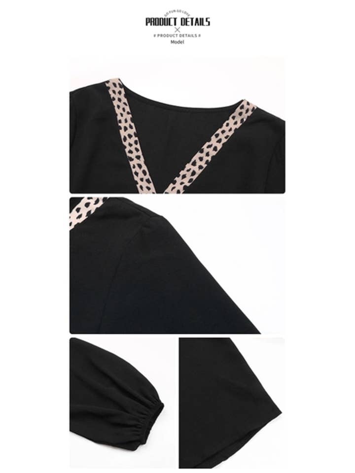 Black STYLISH LOOSE PATCHWORK V-NECK SHIRT for wholesale on Faire5