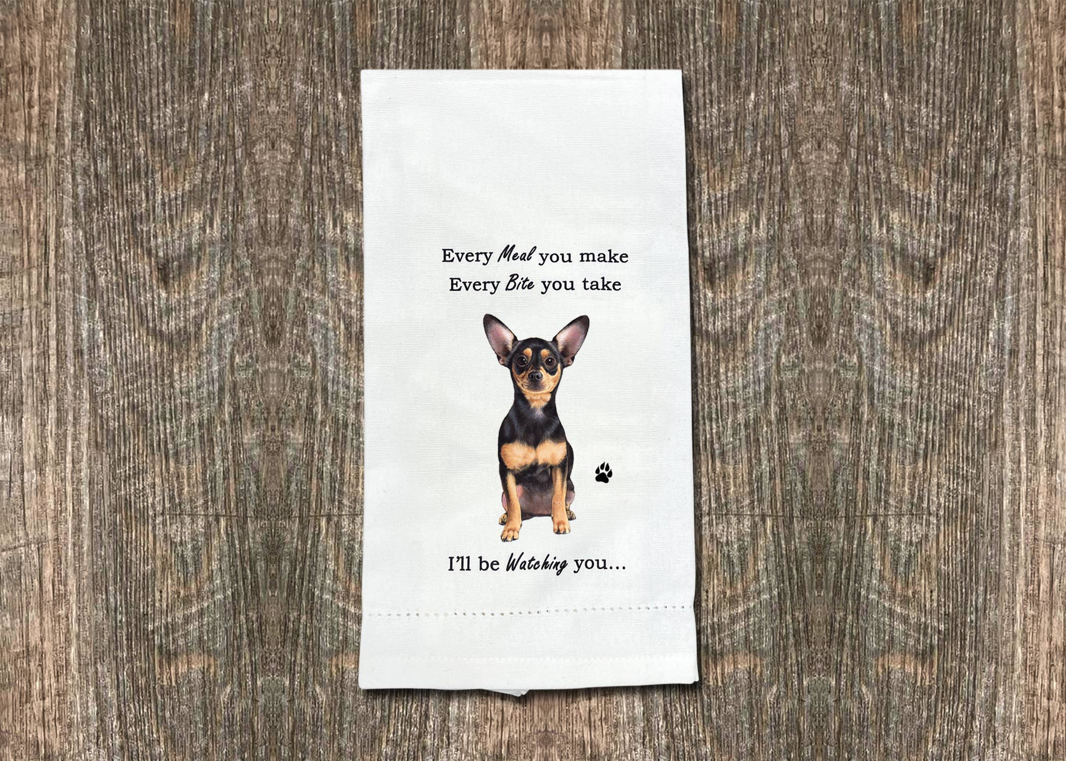 E&S Pets - Wholesale Tea Towel - Black Chihuahua Kitchen Towel4