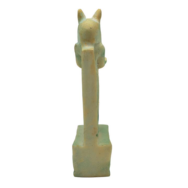 Discoveries, Inc. – wholesale Dekorativ statyett – Bastet Katt Piedestalstaty - Patina - Tillverkad i Egypten