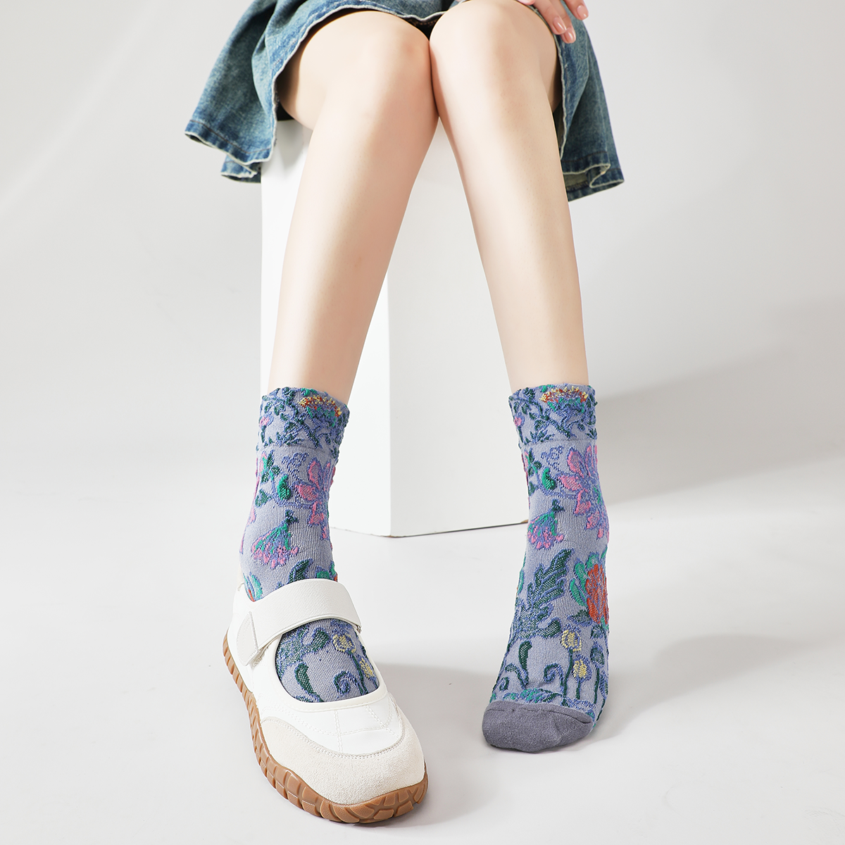 Funkyrel® Atzbranding Limited – wholesale Strumpor - Dam – Rufia - 3D-blommiga bohemiska damstrumpor4