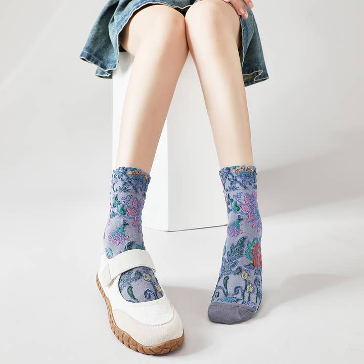 Funkyrel® Atzbranding Limited - Wholesale Socks - Women's - Rufia - 3D Flower Bohemian Women's Socks3