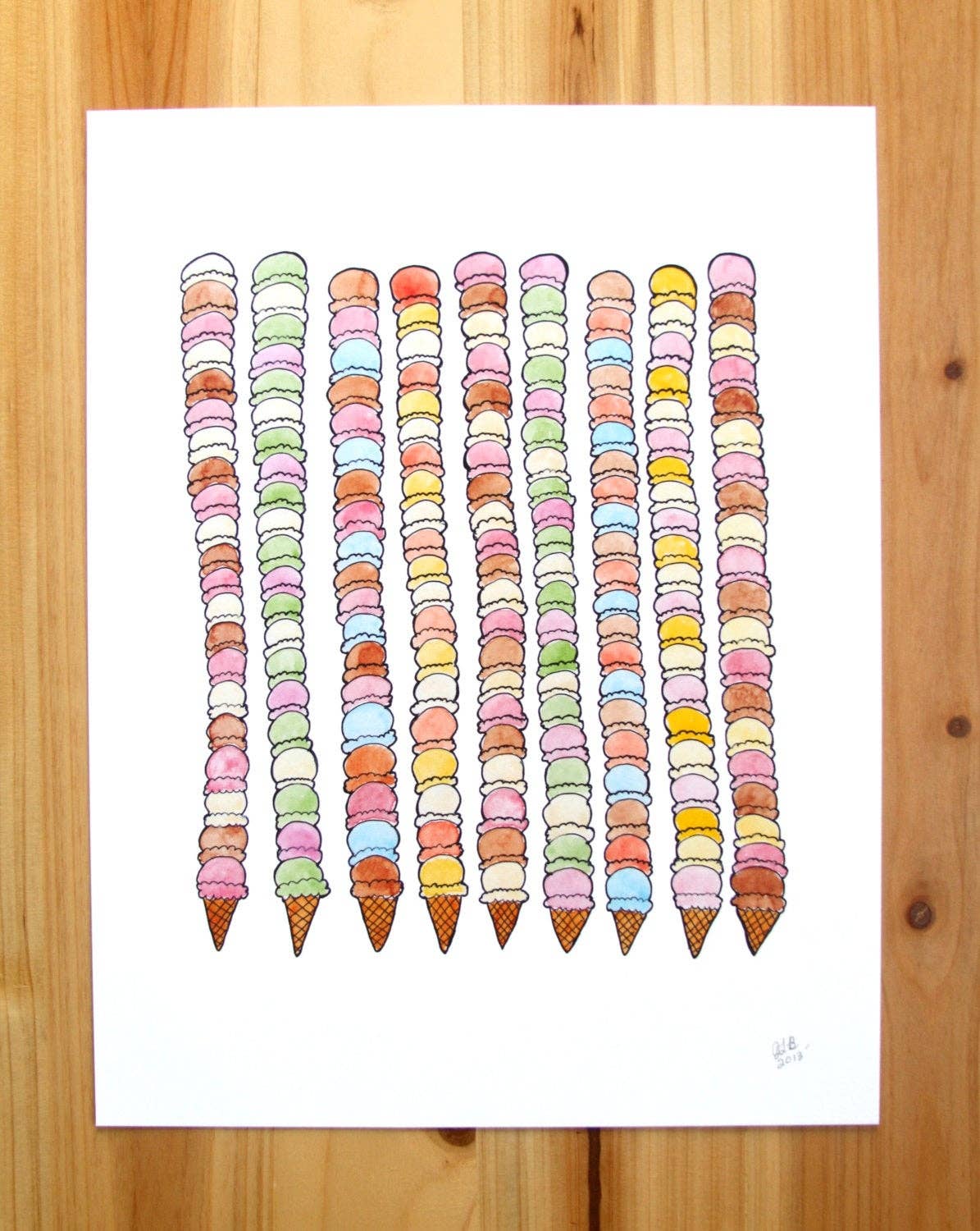 Jodi Lynn's Emporium of Doodles - Wholesale Art Print - Ice Cream Cones Print1