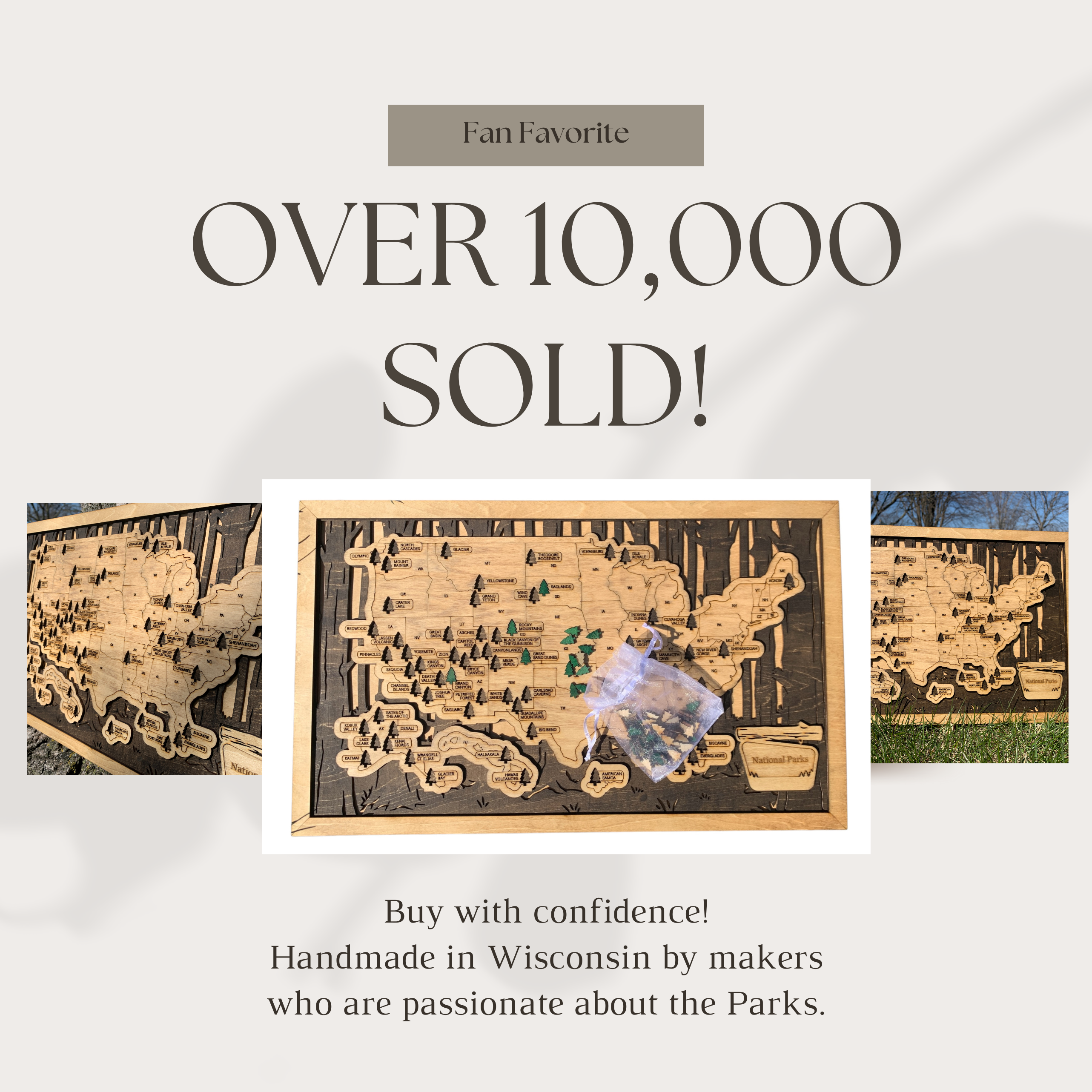 See You On The Trail - Wholesale Map - National Parks Travel Map - Handmade Wooden Bucket List1