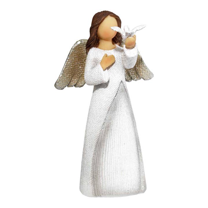 Dicksons - Wholesale Decorative Figurine - ANGEL WHITE WITH DOVE GLITTER