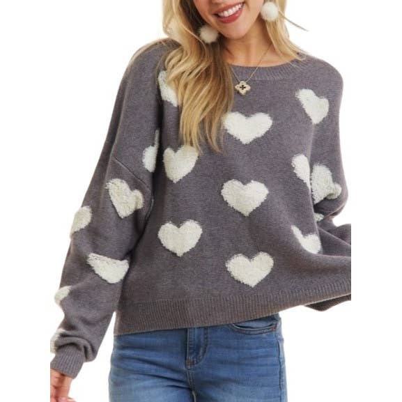 Cropped Button Down Sweater Cardigan Boho Floral Heart Patte for wholesale by Blue Bunny Inc