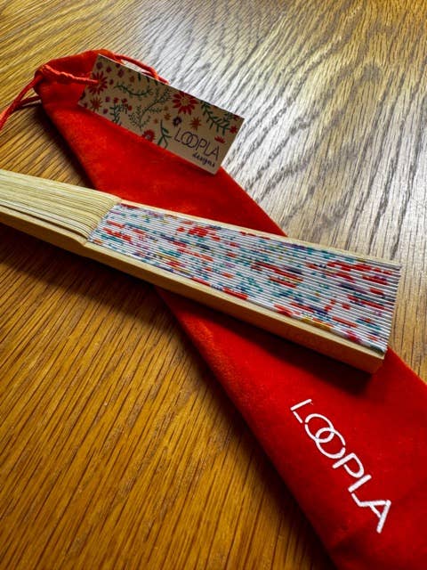 Loopla - Wholesale Handheld Folding Fan - Wildflower Dreams Cream Folding Hand Fan2