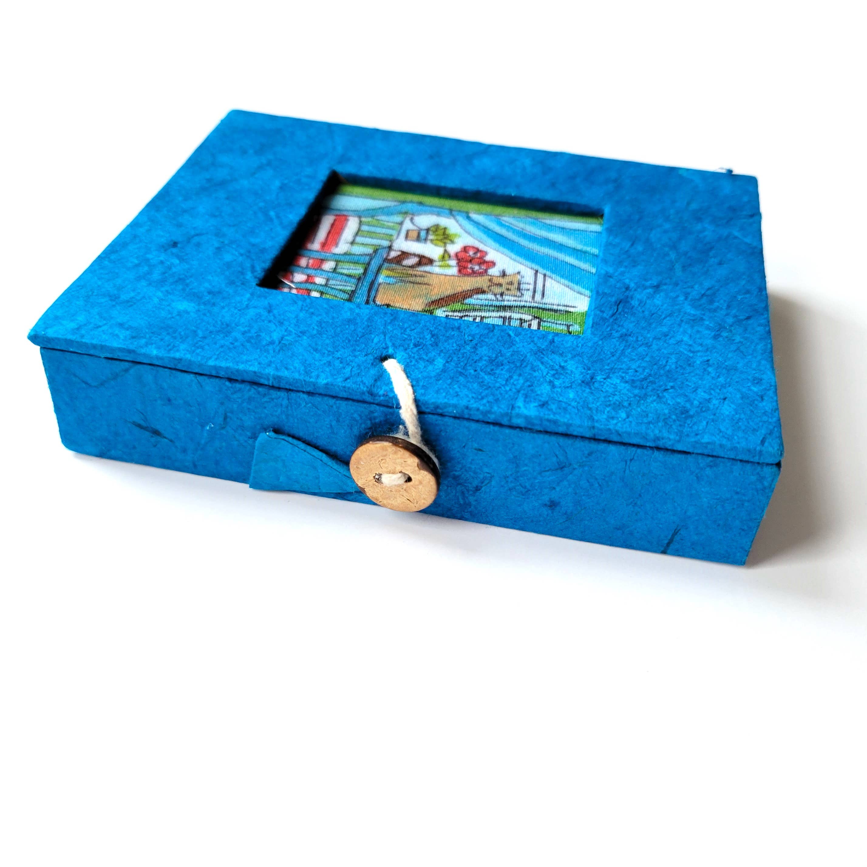 Eclectic Woodchuck - Wholesale Decorative Box - Cat on a Table Batik Mini Paper Mache Box2