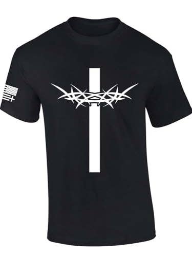 T-shirt Cruz com Coroa de Espinhos Jesus SS T-Shirt por atacado de Trenz Shirt Company