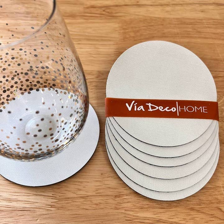 DAVANTI - Wholesale Coasters - Coaster Novotela Shimmer Vinyl Fabric Look & Copper Round