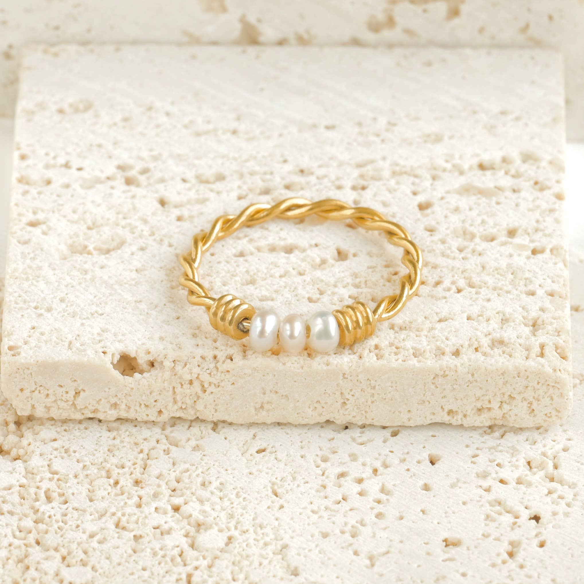 Blueyejewelry - Wholesale Band/Stacked Ring - Freshwater Pearl Rings - Stainless Steel Dainty Pearl Rings5