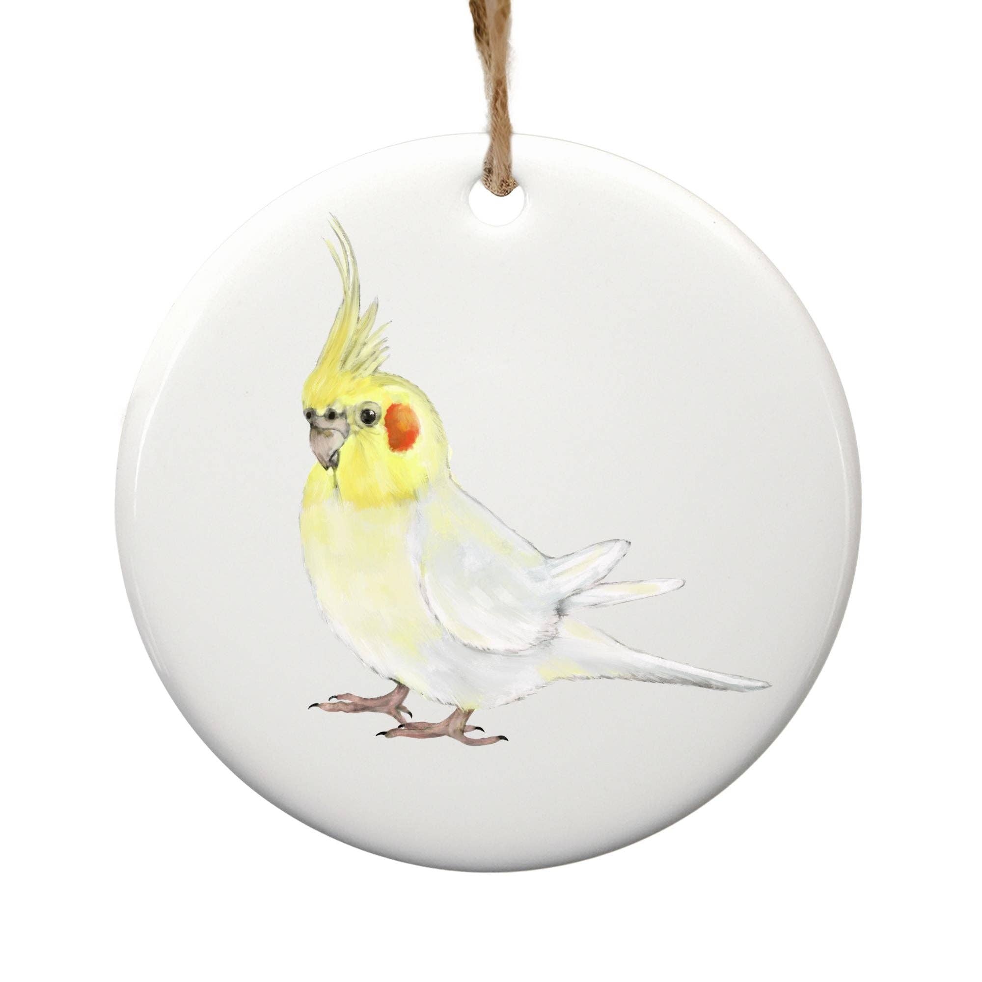 MerikaArt - Wholesale Ornament - Lutino Cockatiel Ceramic Ornament0