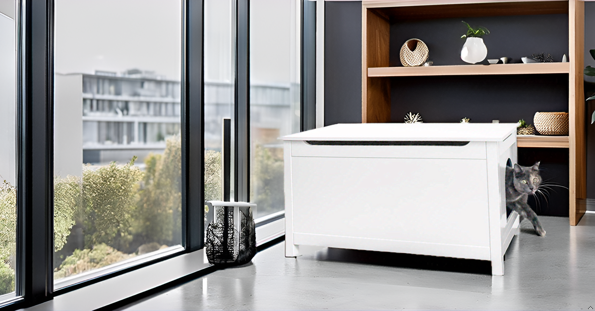 Designer Pet Products, LLC - Wholesale Cat Litter Box - Cat Litter Box Enclosure, Dog Proof-White Cat Box,  Stylish 9