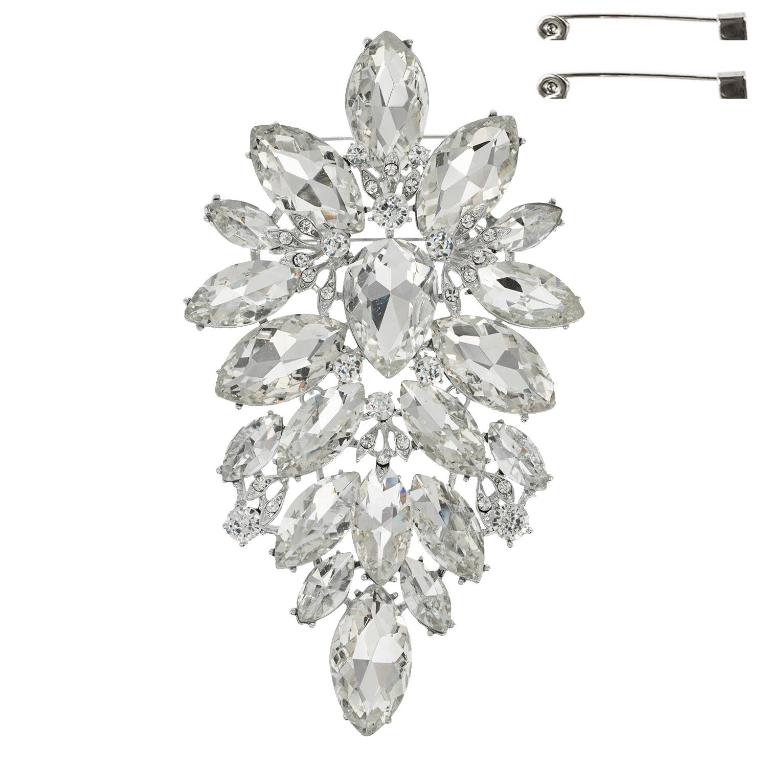 SP Sophia Collection - Wholesale Brooch - Floral Geo Shape Jeweled Cluster Brooch Pin 10
