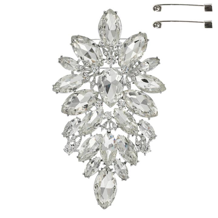 SP Sophia Collection - Wholesale Brooch - Floral Geo Shape Jeweled Cluster Brooch Pin 10