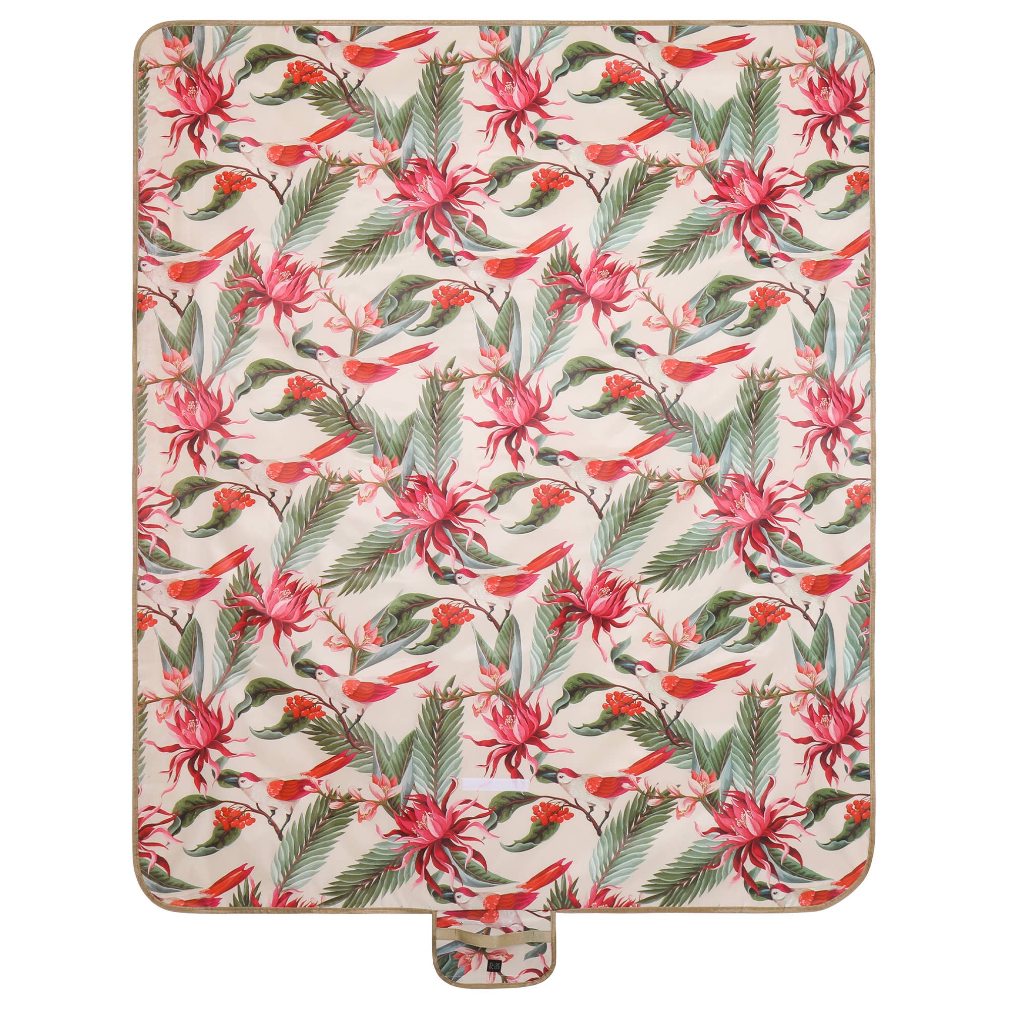 STELLA GREEN - Wholesale Picnic Blanket - Foldable Picnic Blanket with Handle – Birds Print1