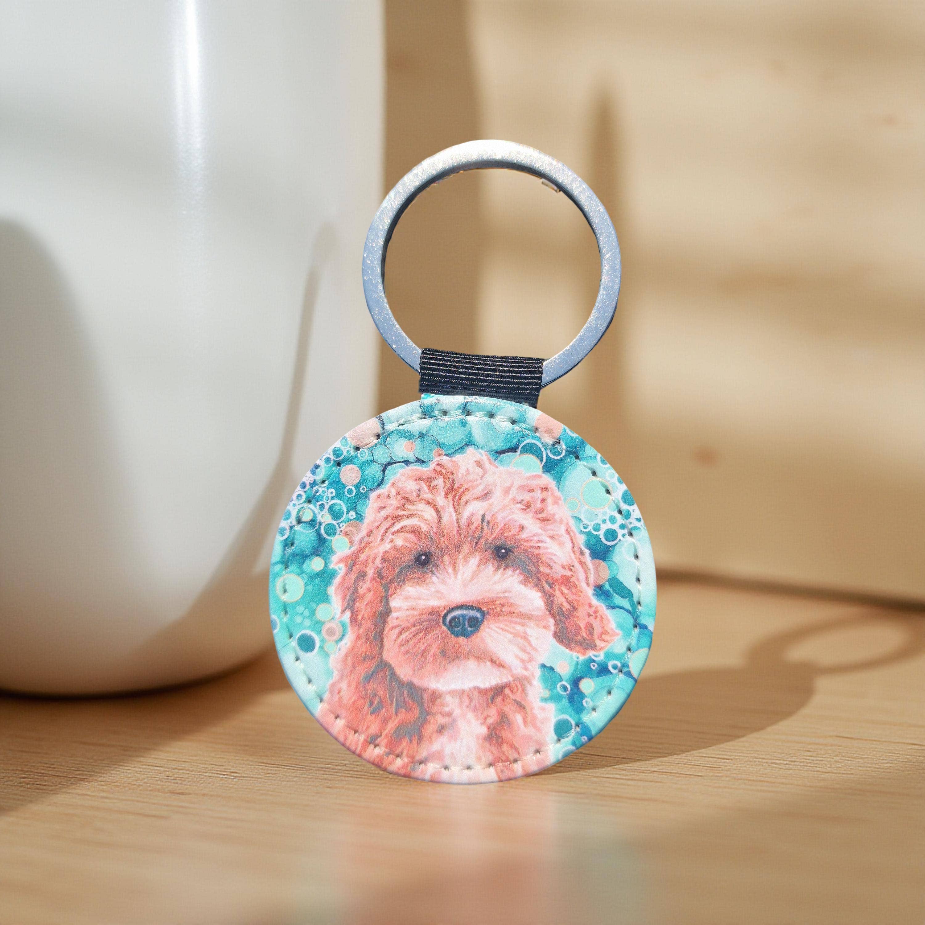 By Jo Crafts – wholesale Keychain – Unisex – 114-KR - Cockerpoo Dog Faux Leather Keyring4