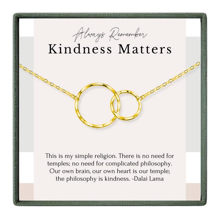 hope love shine - Wholesale Pendant/Charm Necklace - Kindness Matters Necklace Gift for Her - 2 Rings Gold Silver