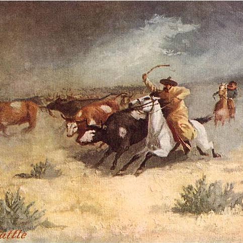 Art Print CB-101 Cattle Stampede on the Range for wholesale by Found Image Press