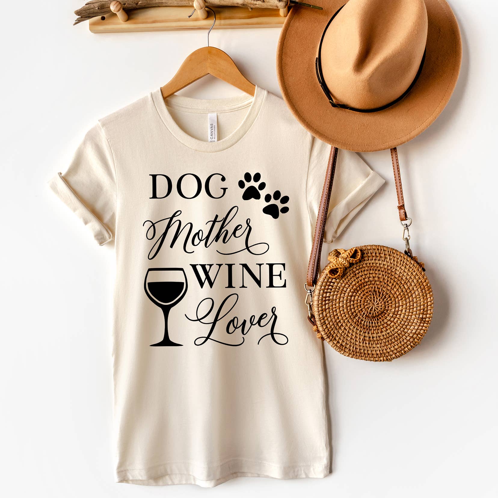 Zoe Creative Co - Wholesale Screen Printed T-Shirt - Women's - Dog Mother Wine Lover T-Shirt Pet Lover Dog Mom Tee Shirt1
