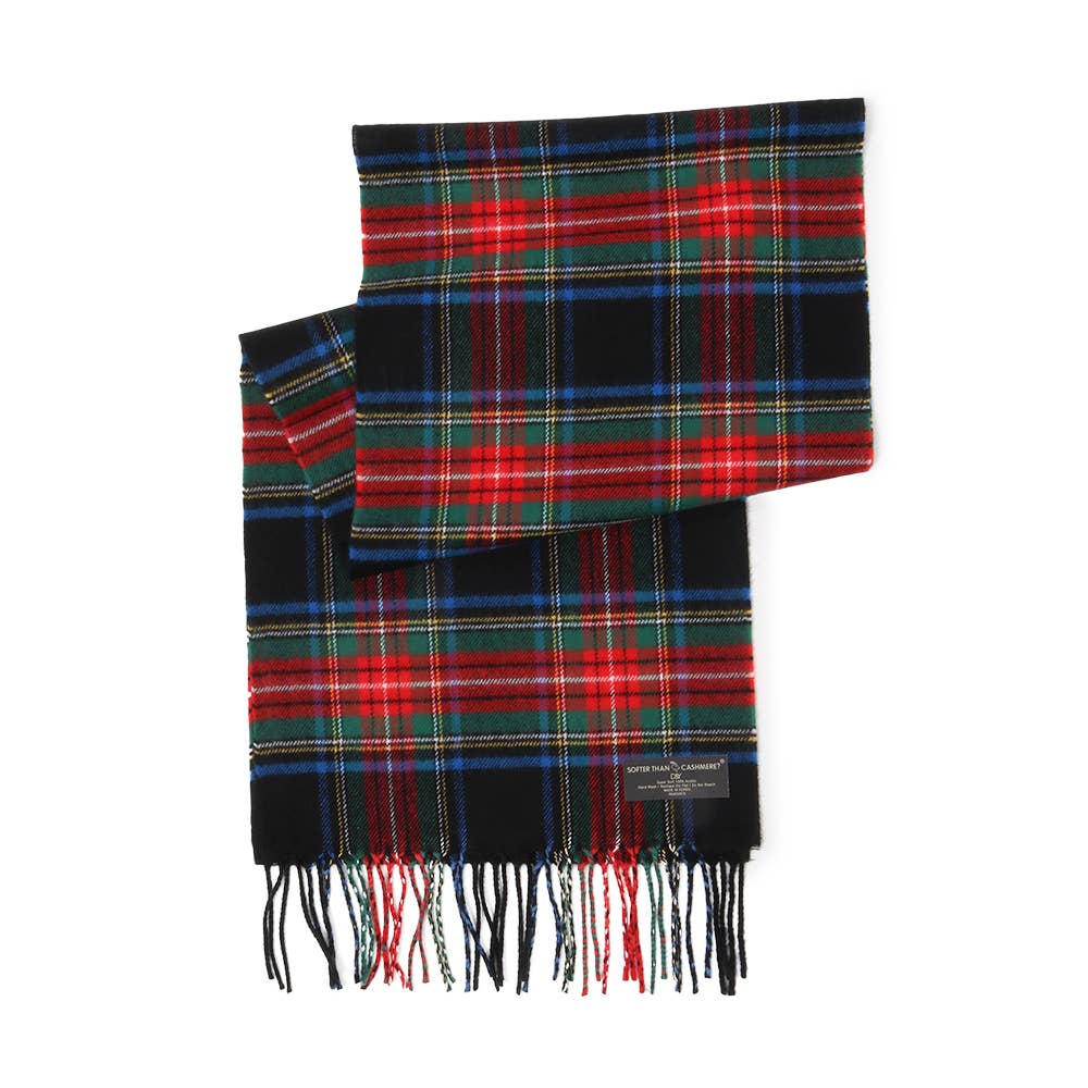 NAVY Holiday BLESSED Plaid Patch Cable Knit Beanie & Scarf SET for wholesale on Faire3