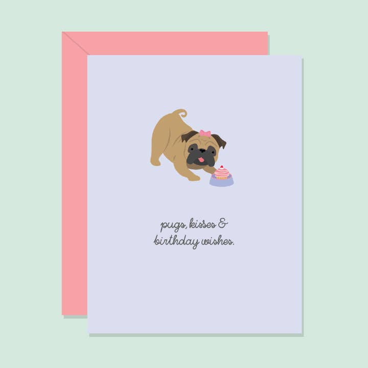 Pugs, Kisses & Birthday Wishes | Greeting Card for wholesale by Paper Hearts™