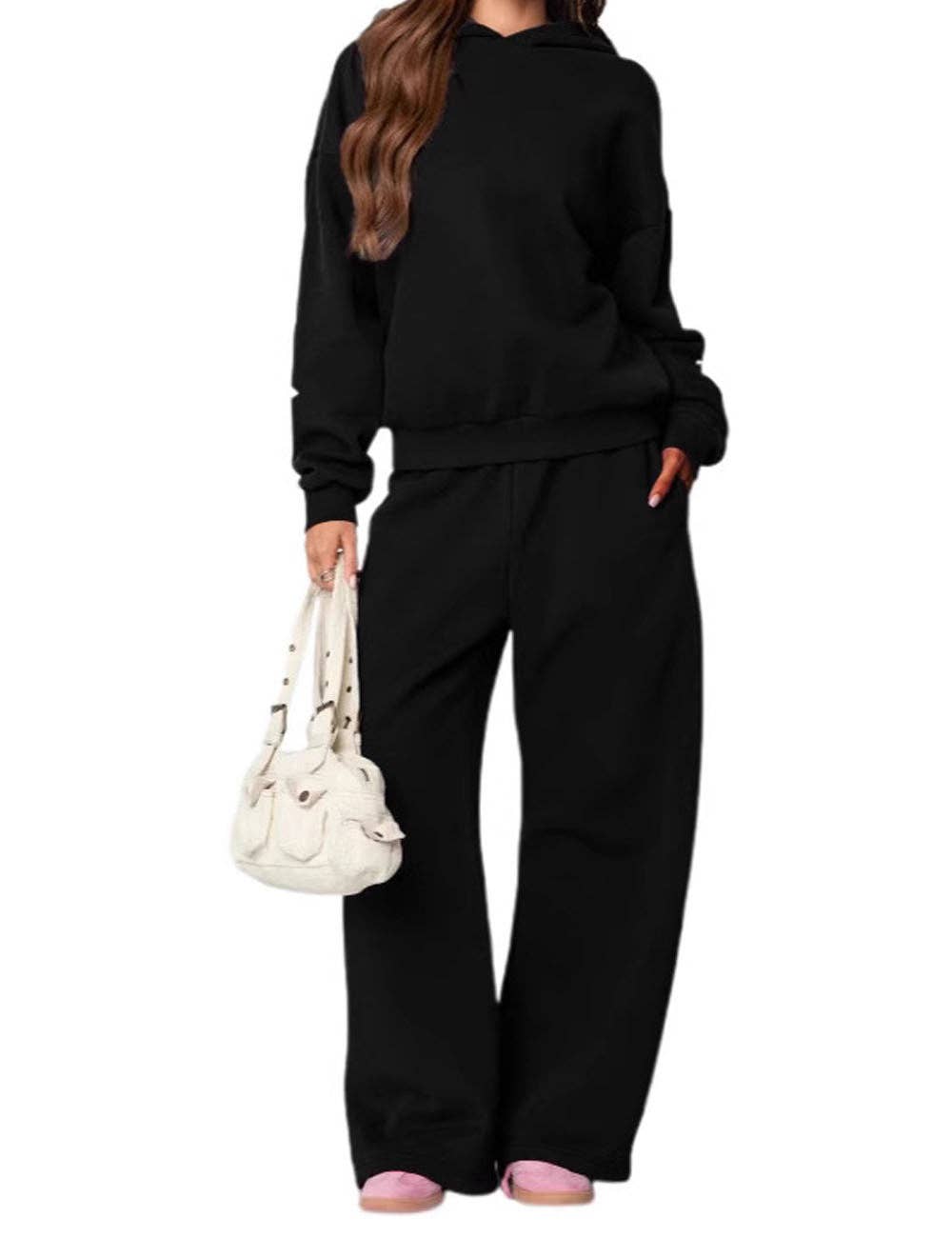 Dipped Shop - Wholesale Lounge Set - Women's - Trendy Print Loose Hoodie Sweatshirt Pants Set DP25F5409