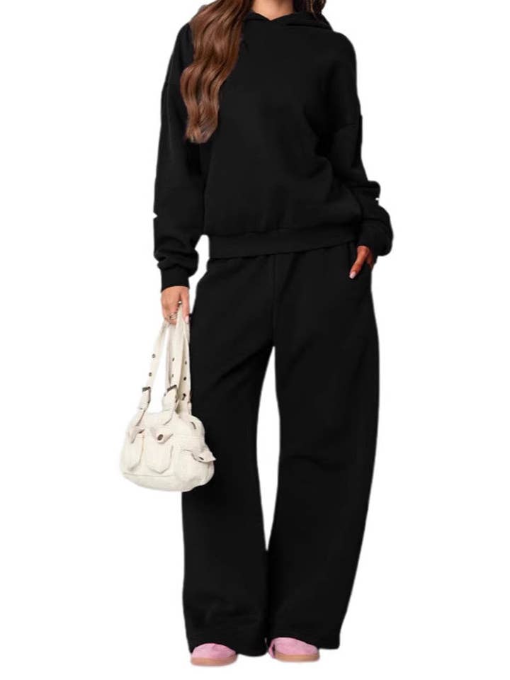 Dipped Shop - Wholesale Lounge Set - Women's - Trendy Print Loose Hoodie Sweatshirt Pants Set DP25F5409