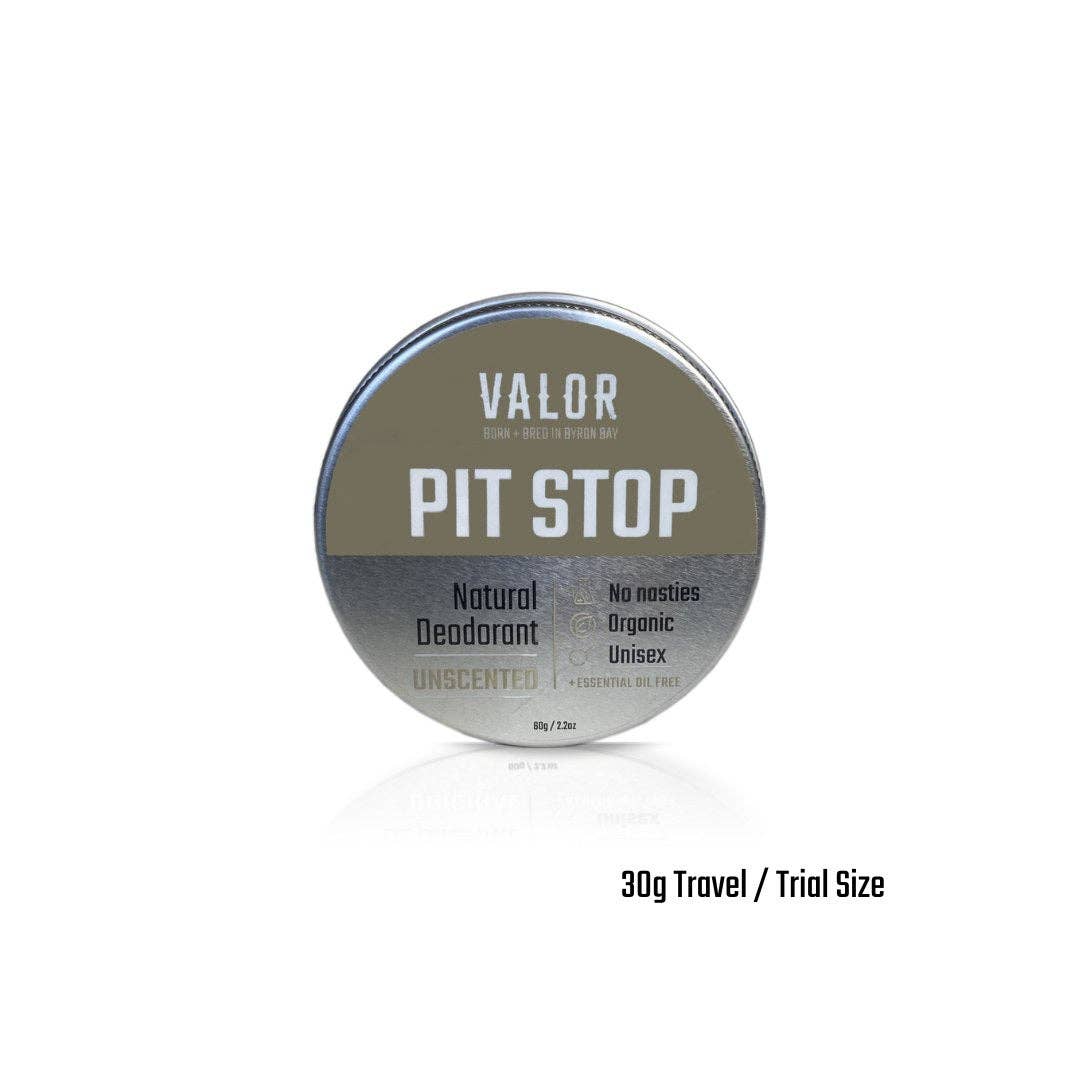 Valor Organics - Vente Déodorant – unisexe - Déodorant Pit Stop (Non parfumé) - Mini 30g0