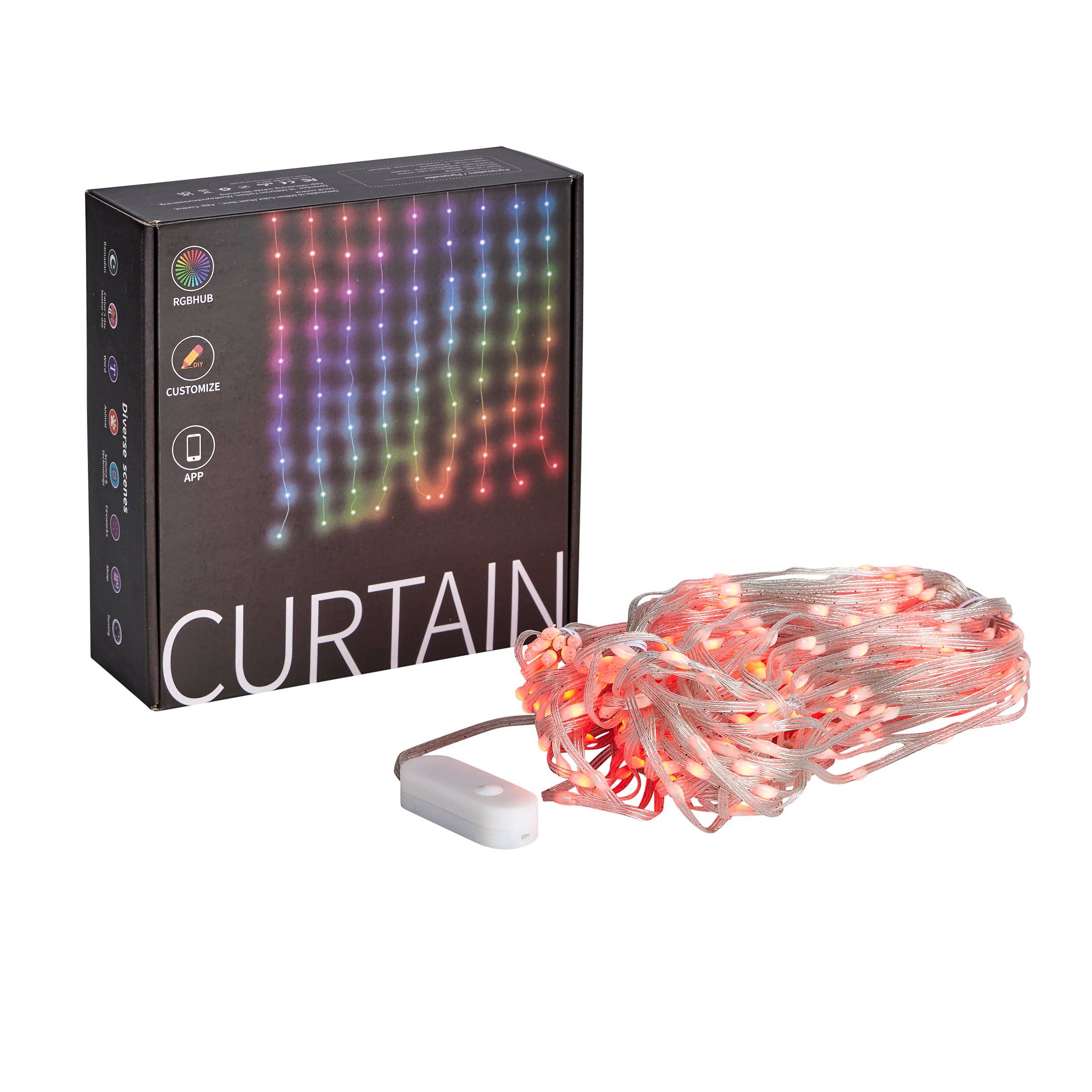 Seasonal LLC - Wholesale String Lights - Vivvi App-Based Customizable, Color-Changing Indoor/Outdoor Curtain Lights, 6ft x 6ft8