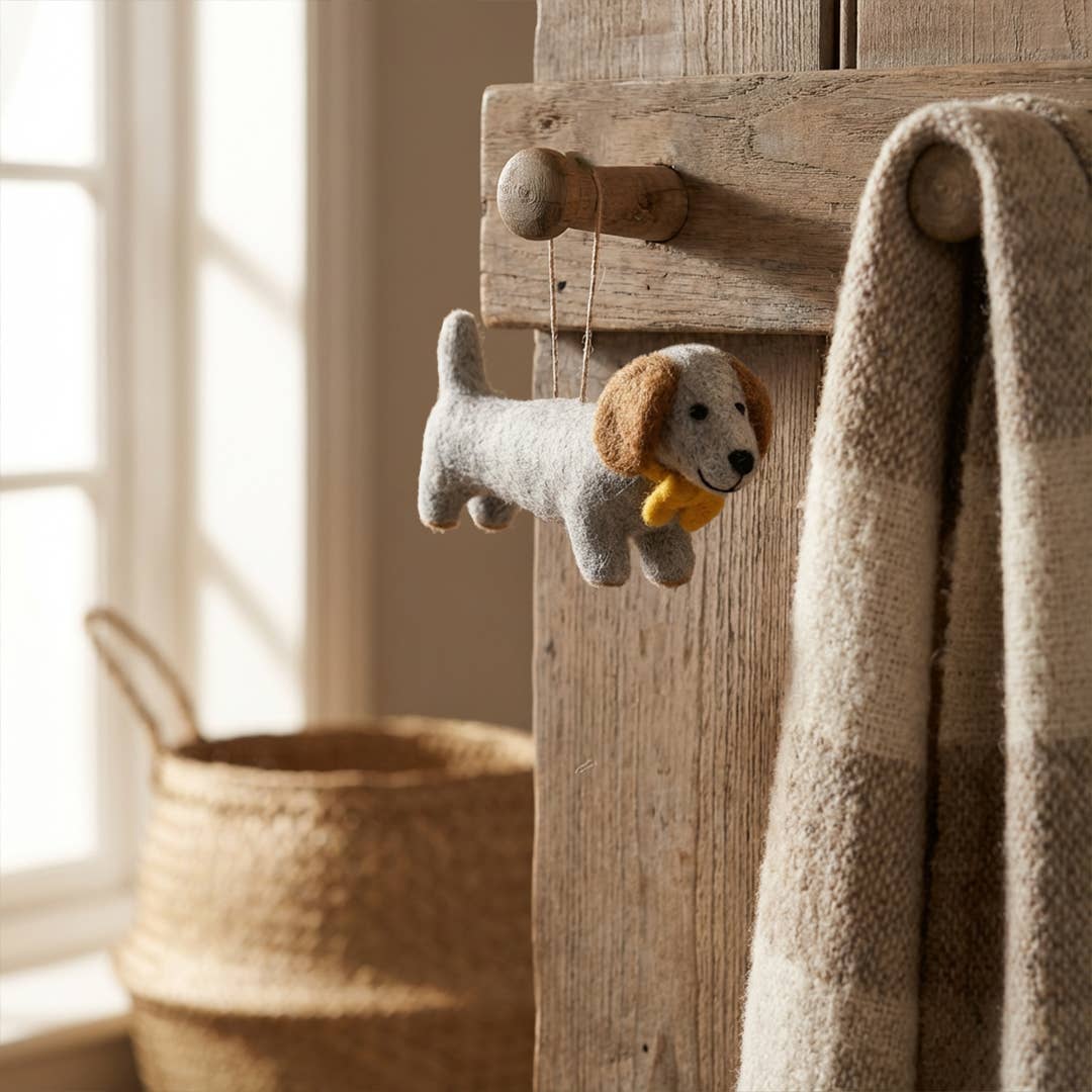 Felt So Good - Wholesale Ornament - Handmade Felt Dapper Dachshund Hanging Decoration