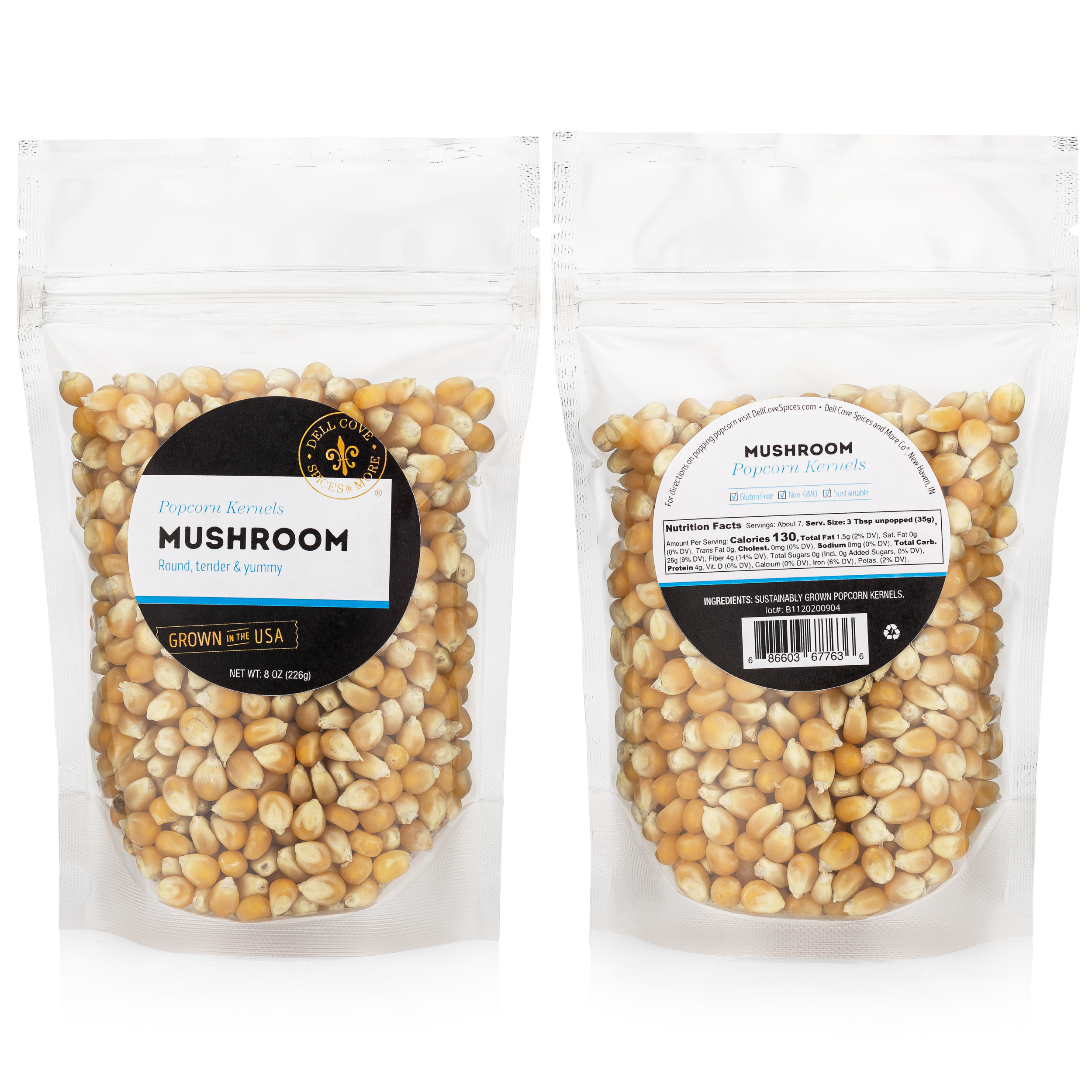 Dell Cove Spices & More Co. - Wholesale Popcorn Kernels - Mushroom Popcorn Kernels - Half Pound - Extra Large Pop Corn5