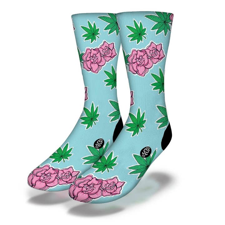 ROSEY DAZE Fun Weed Socks for wholesale by Savvy Sox