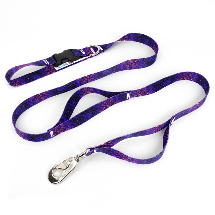 Mermaid Scales Purple Fab Grab Leash - Made in USA - Three Handles for wholesale by Buttonsmith