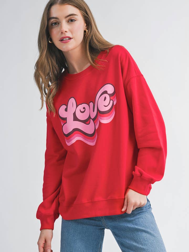 Sweat-shirt à col rond imprimé AMOUR de la Saint-Valentin | S-2XL pour la vente par Aapparella