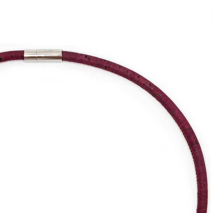 1-zeilige CORK-Halskette, burgunderrot für den Großhandel von FATES, style with a story