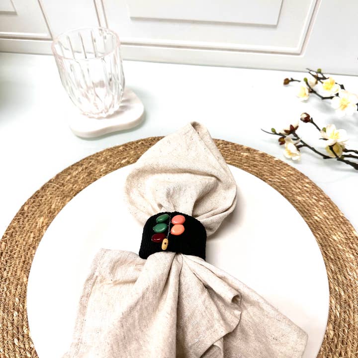 India Handicrafts Inc - Wholesale Napkin ring - Beaded Jute Napkin Ring2