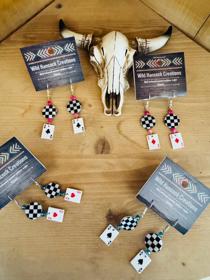 Playing Card Earrings for wholesale by Wild Hancock Creations
